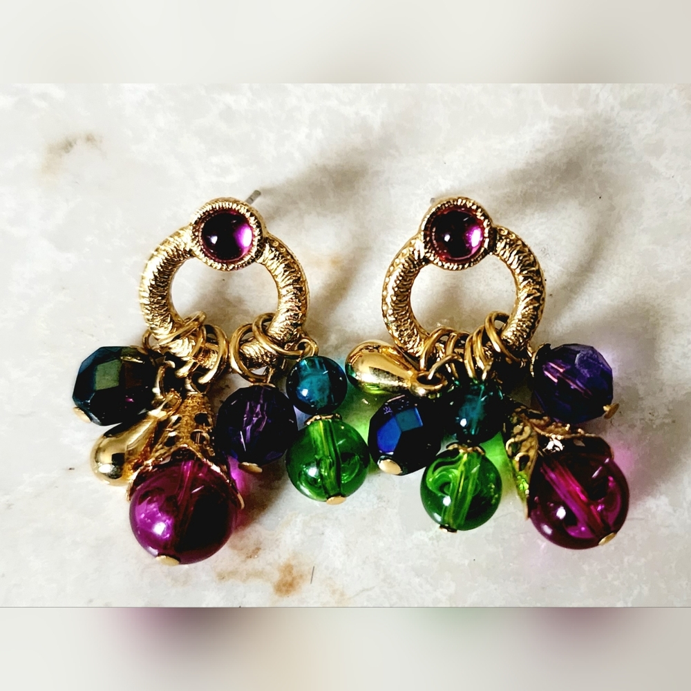 Colorful Traditional Indian festive hoops earrings